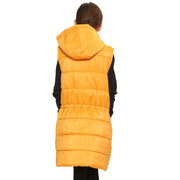 A2Z Kids Girls Down Vest Fashion Oversized Mustard Hooded Quilted Gilet Padded Long Line Vest Jacket Long Sleeveless Coat Urban Winter Wear Age 7-13 Years