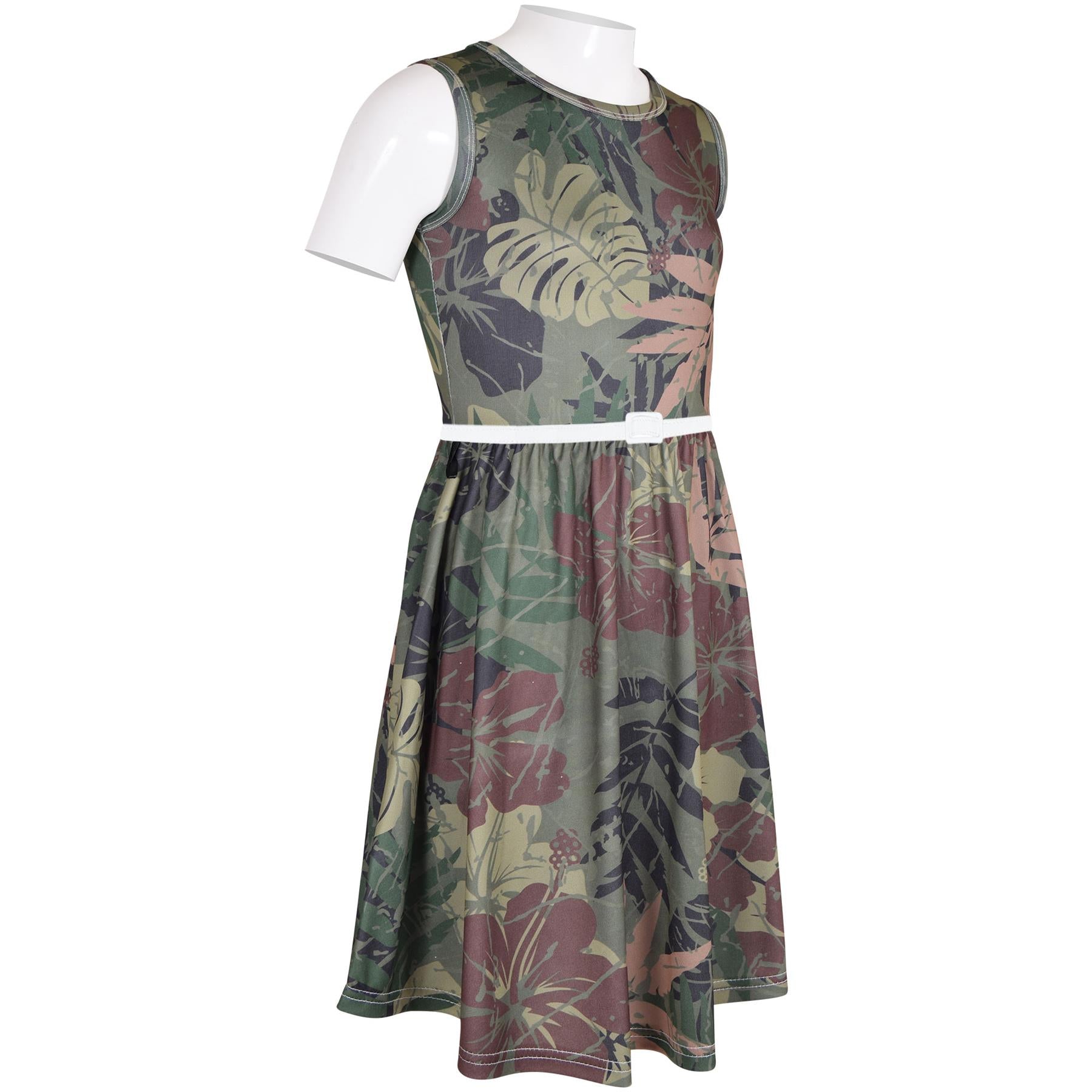 Kids Girls Skater Dress Sleeveless Camo Leaf Print Party Fashion Summer Dresses