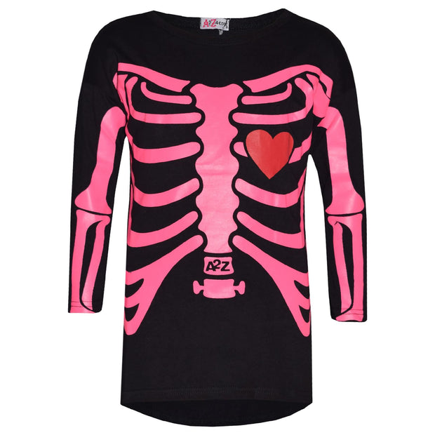 Kids Girls Tops Skeleton Print T Shirt Top & Legging Set Halloween Costume 5-13 - A2Z 4 Kids