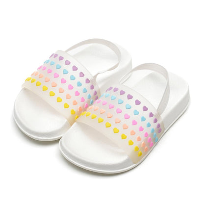 Girls EVA Sliders Heart & Unicorn Print Slip-On Summer Holiday Beach Pool Slides