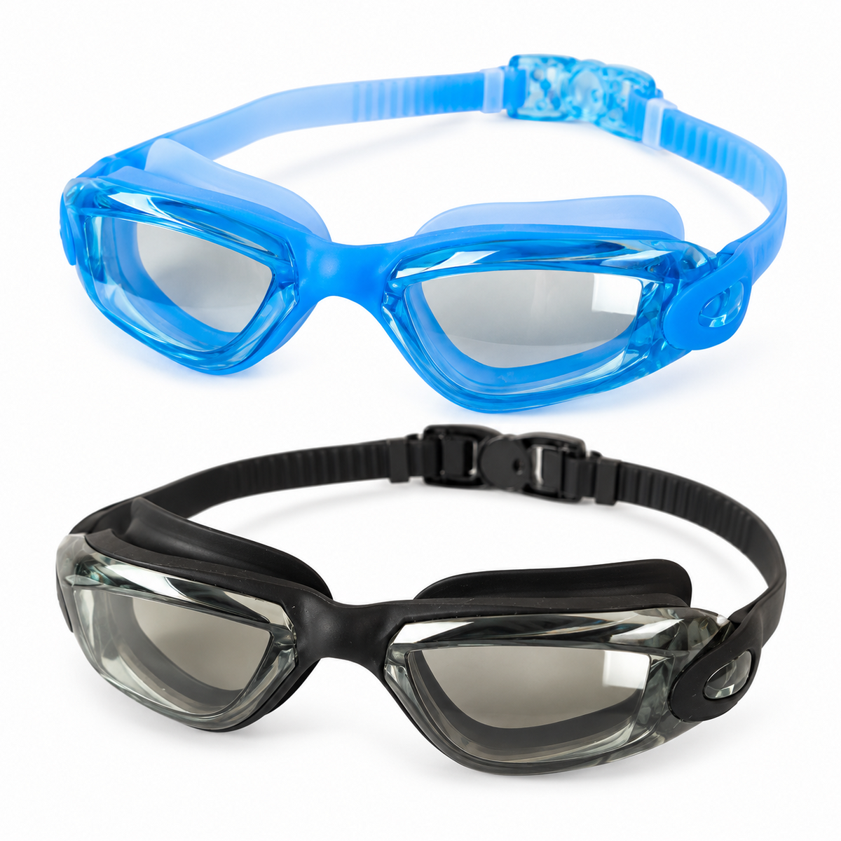 A2Z Adult Swimming Goggles 2 Pack Adjustable Strap Silicone Frame Pool Eyewear