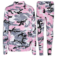 Kids Lounge Suit Girls Camouflage Splash Print Jogging Suit Tracksuit 7-13 Years