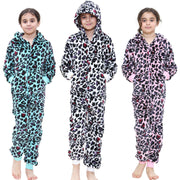 A2Z 4 Kids Girls Onesie Leopard Pyjama Sets Onesie One Piece Hooded All In One