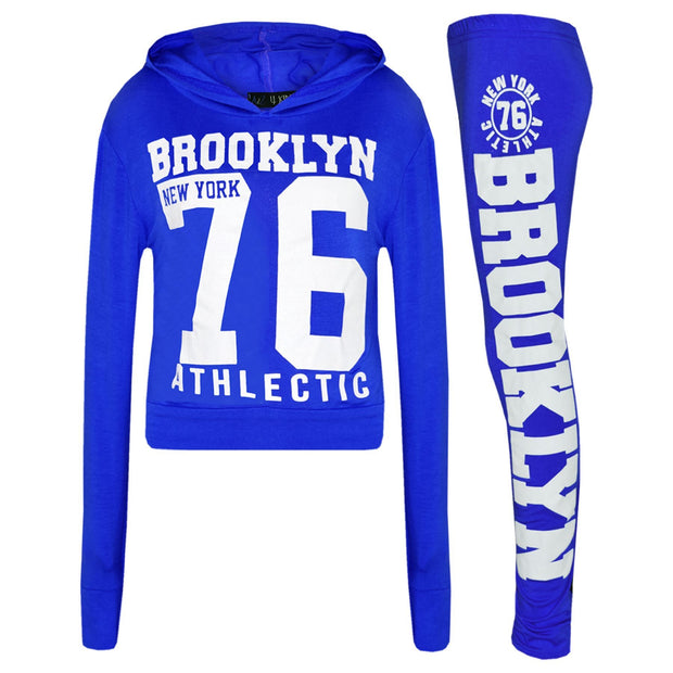 Girls Tops Kids Brooklyn 76 Hooded Crop Top & Legging Lounge Wear Set 7-13 Years