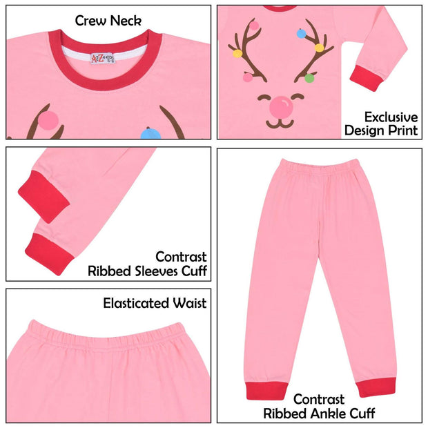 A2Z 4 Kids Girls Boys Christmas Pyjamas Children PJs 2 Piece Festive Set Lounge Suit Children Unisex Top Bottom Pyjamas Christmas Reindeer Loungewear Dress Up Outfit Gifts for Children Girls & Boys