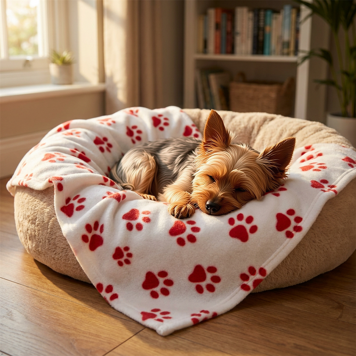 A2Z Cosy Fleece Pet Blanket 70 x 70 cm Soft Paw Print Polyester Mat