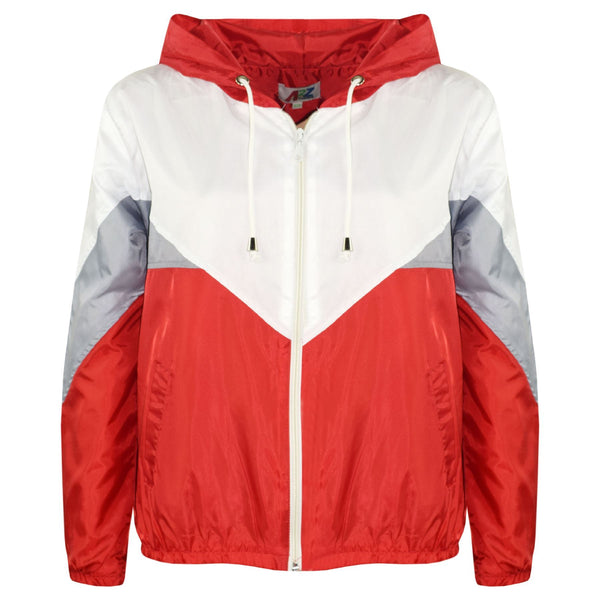 A2Z 4 Kids Girls Boys Windbreaker Waterproof Raincoat Red Jackets Contrast Panels Shower Resistant Lightweight Hooded Coat For Kids Age 5-13 Years