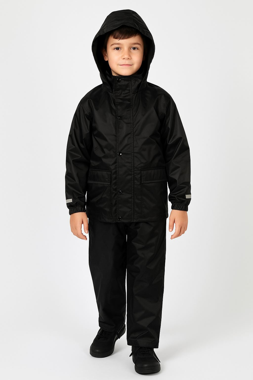 Kids Boys Girls Waterproof Hooded Rain Suit Jacket & Pants Set with Bag 3-14 Yrs