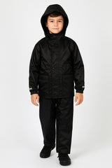 Kids Boys Girls Waterproof Hooded Rain Suit Jacket & Pants Set with Bag 3-14 Yrs