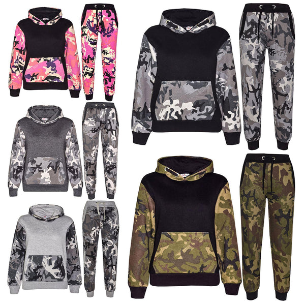 A2Z 4 Kids Boys Girls Camouflage Tracksuit Set Hoodie And Joggers Fleece Outfits