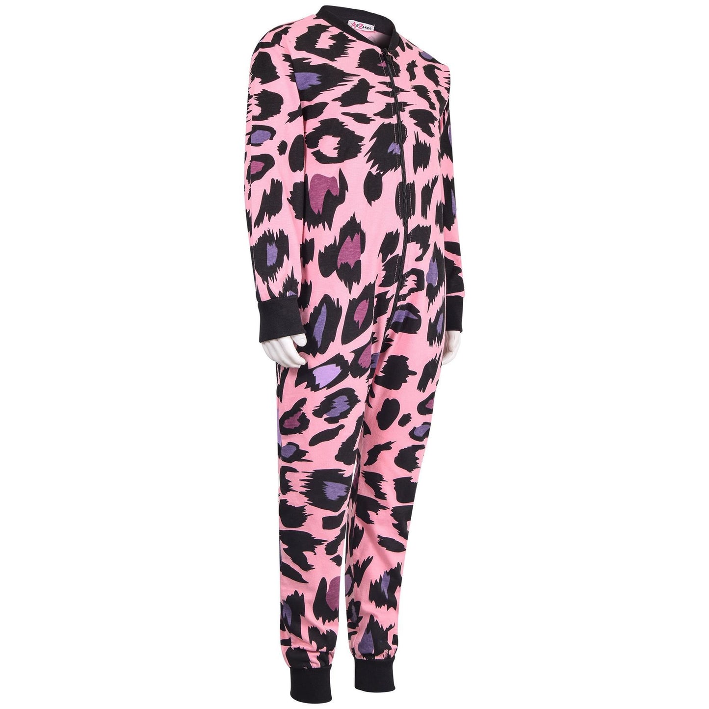 A2Z Onesie One Piece Kids Pyjamas Sleepsuit Leopard Print Costume For Girls
