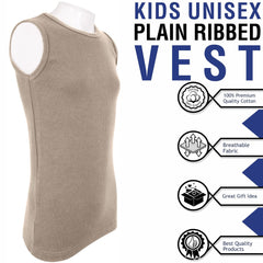 Kids Girls Boys Childrens Vest Top Tank Top Fitted 100% Rich Cotton 2-13 Years