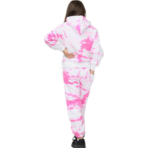 A2Z 4 Kids Girls Tracksuit Designer's Tie Dye Print Fleece Pink Hooded Zip Up Hoodie & Bottom Jogging Suit Joggers Age 5 6 7 8 9 10 11 12 13 Years