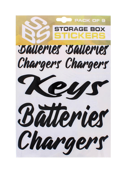 A2Z Storage Box Stickers Assorted 9 Pack Vinyl Organising Labels for Home