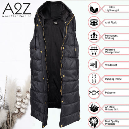 Kids Girls Oversized Gilet Long Line Hooded Quilted Jacket Long Sleeveless Coat