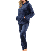 A2Z Womens Pyjamas Soft Warm Fleece Twosie Adults Hooded Long Sleeves Pyjamas 2 Piece Gift Set Size S-2XL