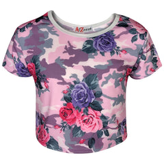 Kids Girls Top & Shorts Camouflage Floral Print Fashion Summer Outfit Set 7-13 Y