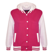 kids Girls Boys B.B Plain Hooded Jacket Varsity Classic Baseball Style Coat 2-13