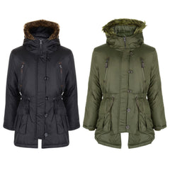 Kids Girls Padded Parka Jacket Kids Faux Fur Coat Wendy 1 New Age 7-13 Years