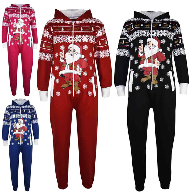 A2Z 4 Kids Girls Boys Novelty Christmas Santa Print Fleece Onesie All In One Jumpsuit Attire Age 5-13 Years