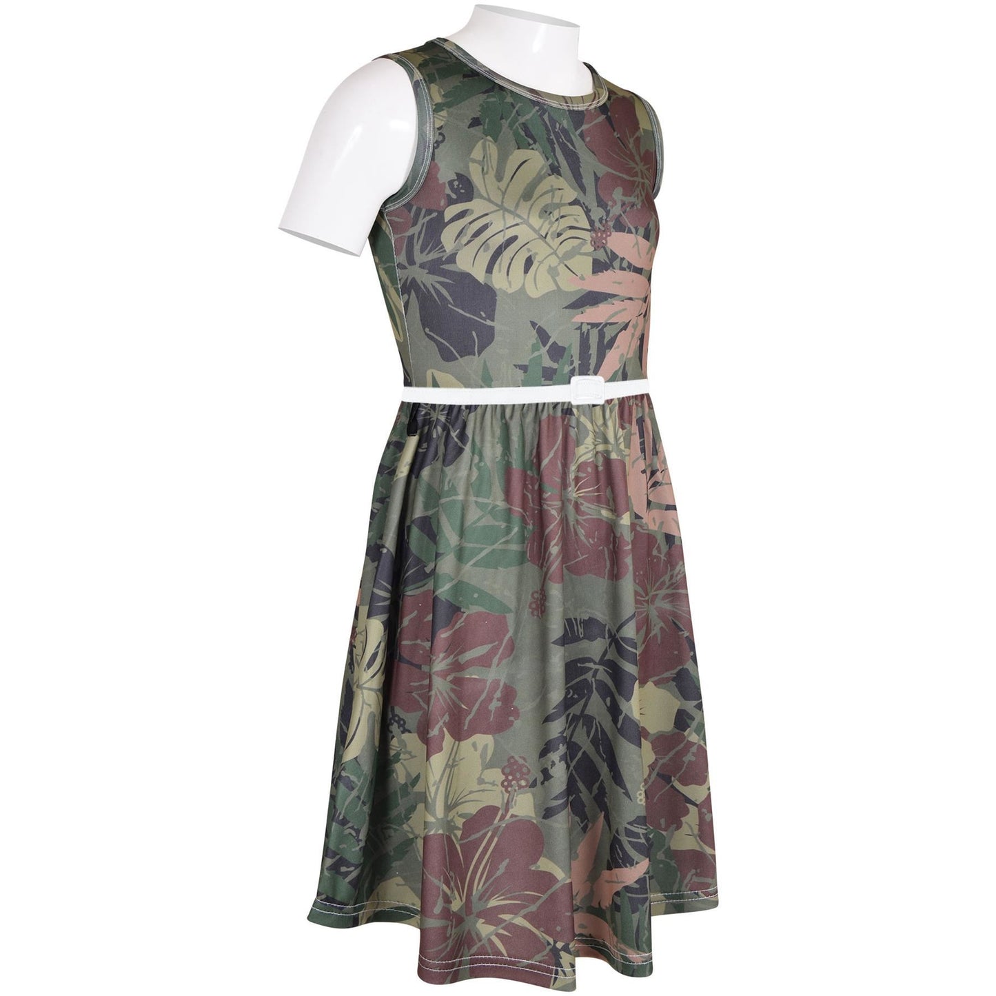 Kids Girls Skater Dress Sleeveless Camo Leaf Print Party Fashion Summer Dresses