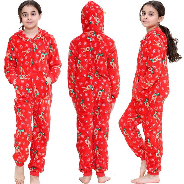 A2Z Onesie One Piece Kids Christmas Rudolph Red Pyjamas Xmas Jumpsuit for Adults