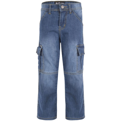 Kids Boys Cargo Denim Pant Stylish 6 Pocket Denim Jeans Stretchy Comfort Pant