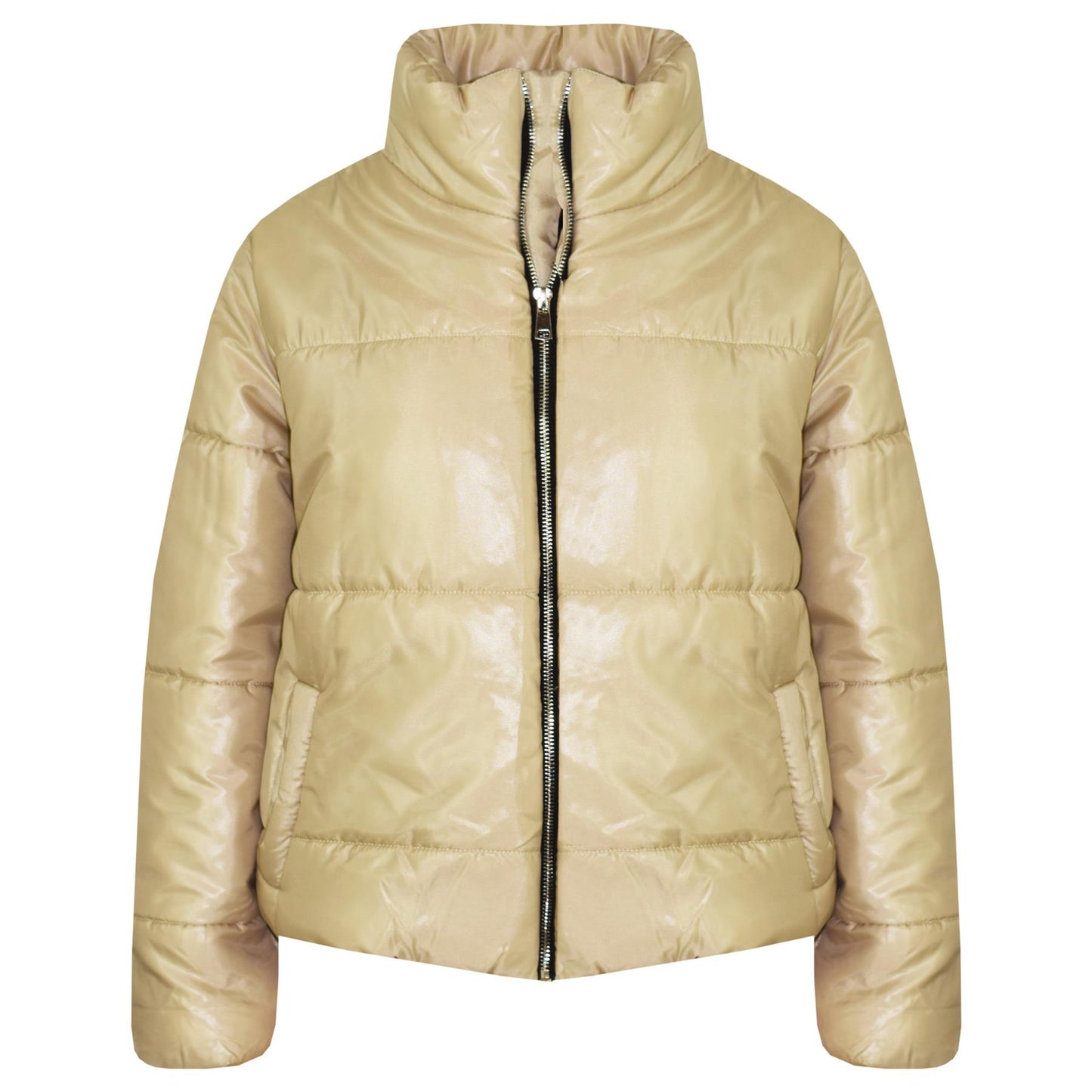 Girls Jacket Kids Wetlook Cropped Padded Quilted Puffer Bubble Jackets Coat 5-13