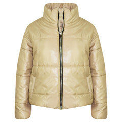 Girls Jacket Kids Wetlook Cropped Padded Quilted Puffer Bubble Jackets Coat 5-13