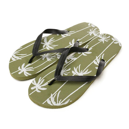 A2Z Mens Green Palm Tree Flip Flops Lightweight Beach Pool Holiday Slipper