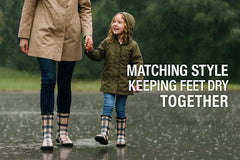 A2Z Girls Ladies Plaid Warm Boots PVC Matching Mum & Daughter Rain Boots