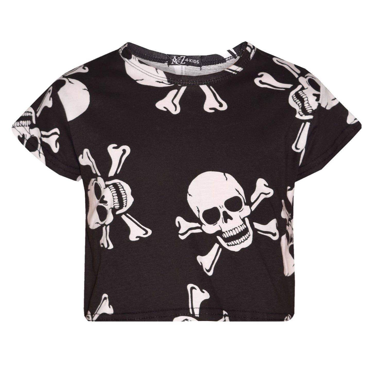 Kids Girls Boys Skull Print Crop Top Legging Skater Dress Halloween Costume 5-13