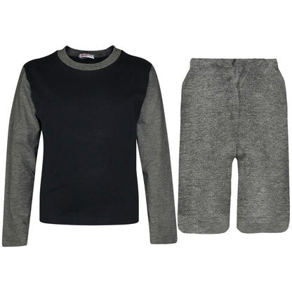 Kids Boys Long Sleeve Pyjamas Contrast T-Shirt Shorts loungewear Age 5-13 Years
