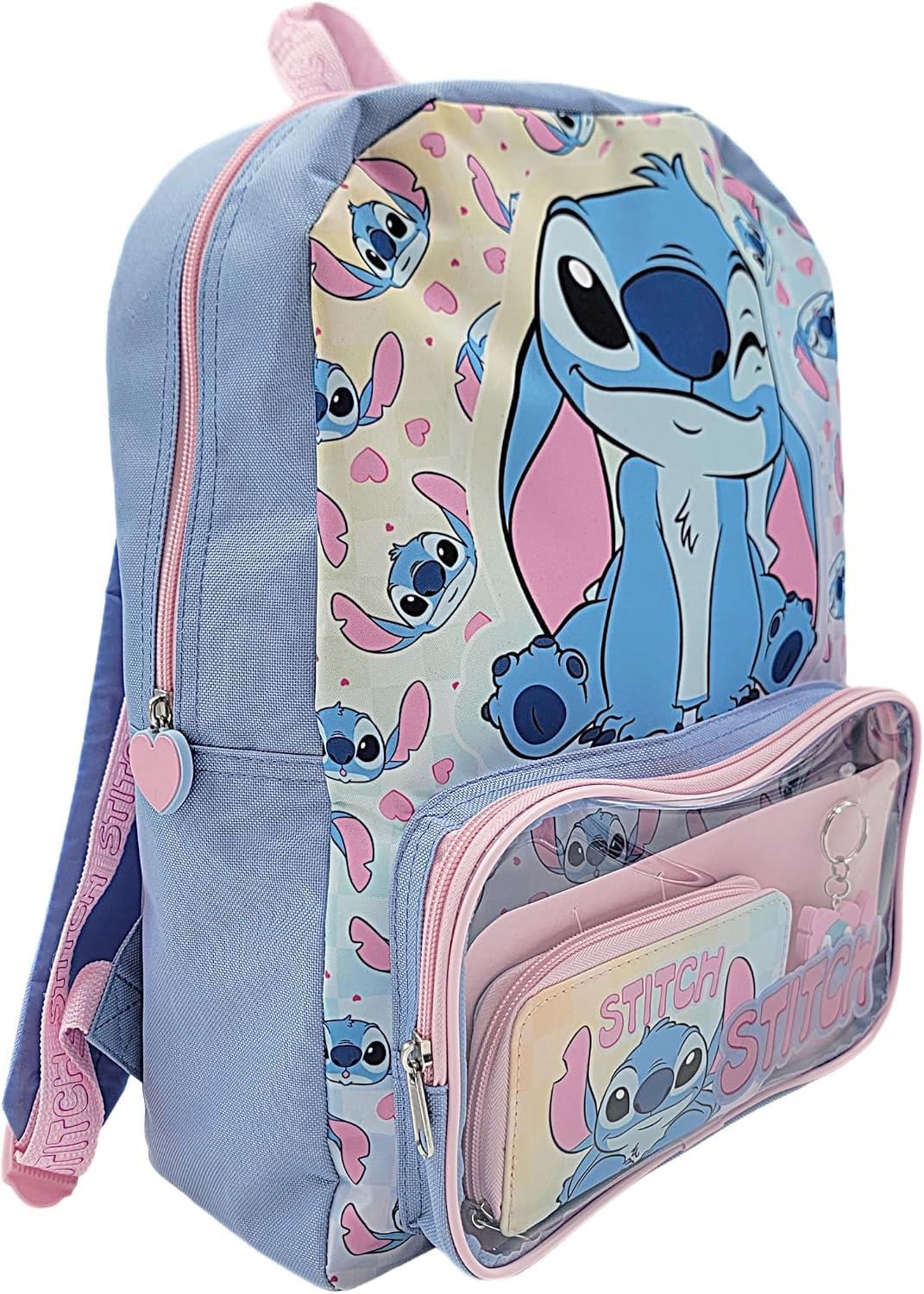 Disney Lilo & Stitch Backpack 3 Piece School Bag Set with Purse Wallet & Keyring