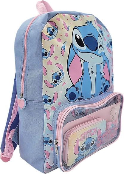 Disney Lilo & Stitch Backpack 3 Piece School Bag Set with Purse Wallet & Keyring