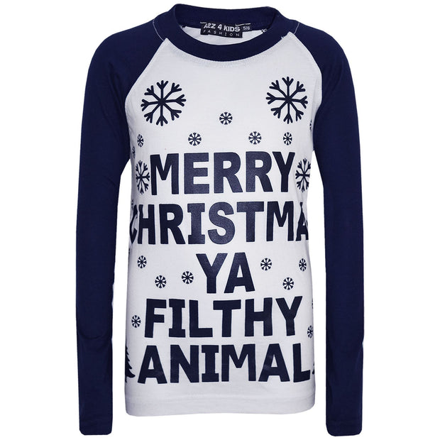 A2Z 4 Kids Girls Boys PJS Merry Christmas Ya Filthy Animal Print Navy Christmas Pajamas Set Age 2 3 4 5 6 7 8 9 10 11 12 13 Years