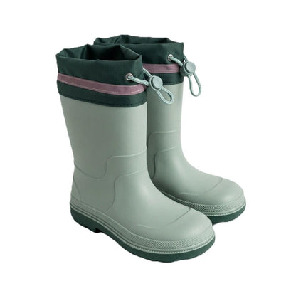 Kids Waterproof Wellington  PVC Rain Wellies Adjustable Warm Lined Non Slip Sole