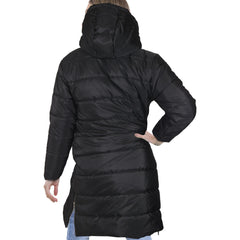 Ladies Adults Long Sleeve Oversized Black Hooded Quilted Padded Coat Jacket
