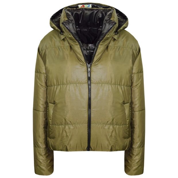 Girls Jackets Kids Reversible Cropped Hooded Padded Puffer Jacket Coat 5-13 Year