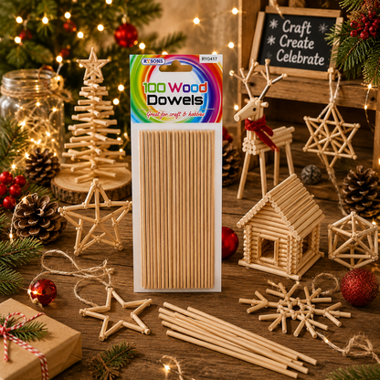 A2Z Wooden Dowels Craft Rods Natural Timber Sticks For Diy Hobby Projects