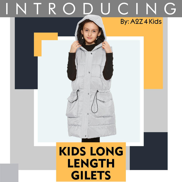 Kids Girls Fashion Oversized Gilet Long Line Jacket Long Sleeveless Coat 7-13 Yr