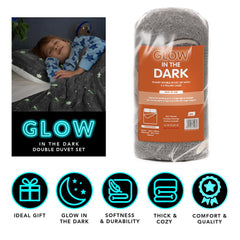 Double Duvet Cover Set Glow In The Dark Planets Super Soft Warm Two Pillow Case