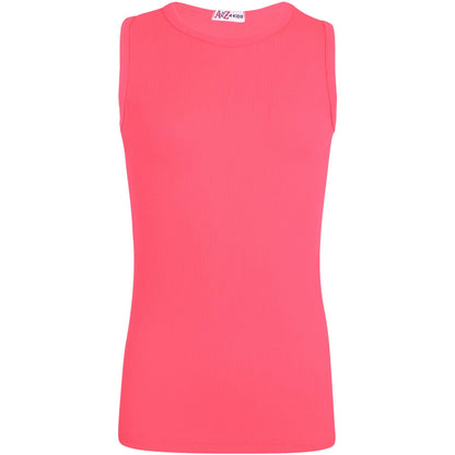 Kids Girls Boys Childrens Vest Top Tank Top Fitted 100% Rich Cotton 2-13 Years