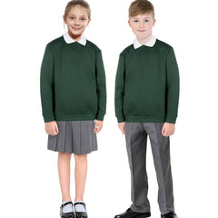 Kids Girls Boys Sweatshirt  Plain Crew Round Neck Uniform  Age 2-13 Years