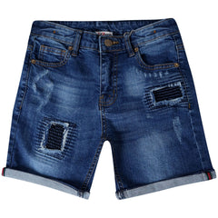 Kids Boys Ripped Dark Blue Denim Shorts Comfort Stretch Jeans Trouser Pants 5-13