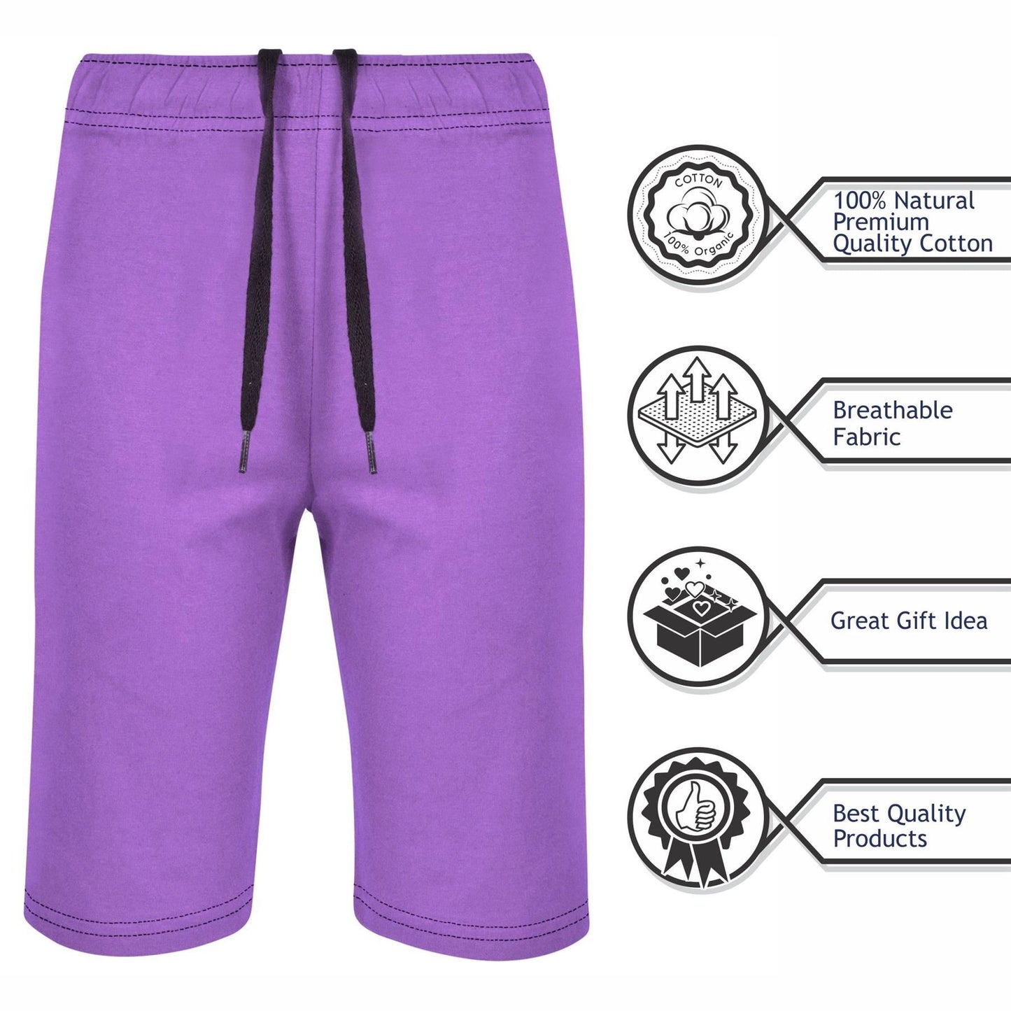 Kids Girls 100% Cotton Shorts Casual Chino Shorts Knee Length Summer Lightweight