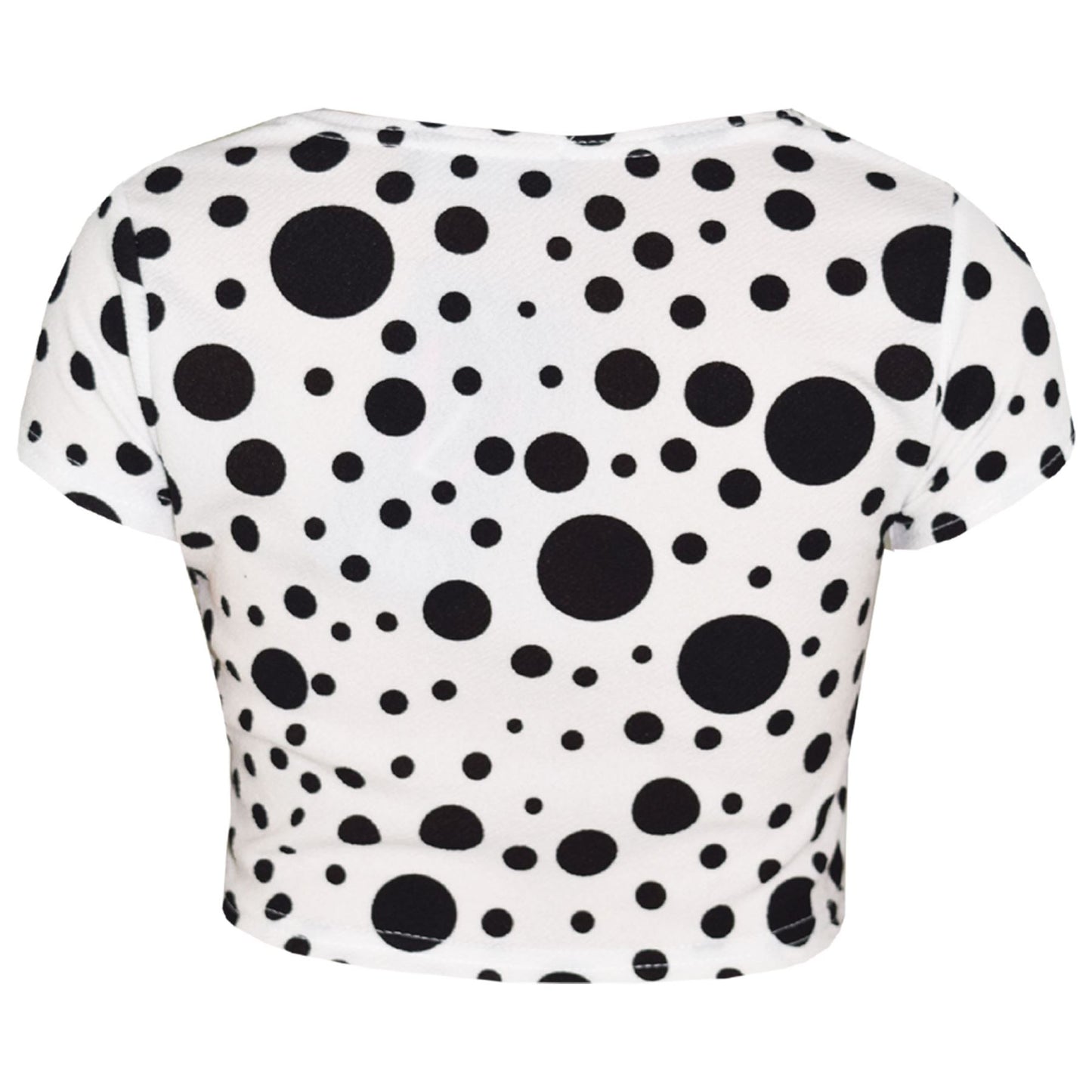 Girls Dresses Kids Black Polka Dot Print Crop Top Legging Midi Skater Dress 7-13