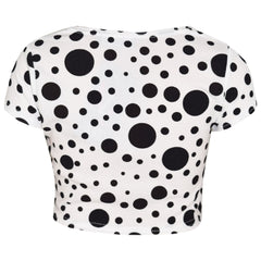 Girls Dresses Kids Black Polka Dot Print Crop Top Legging Midi Skater Dress 7-13