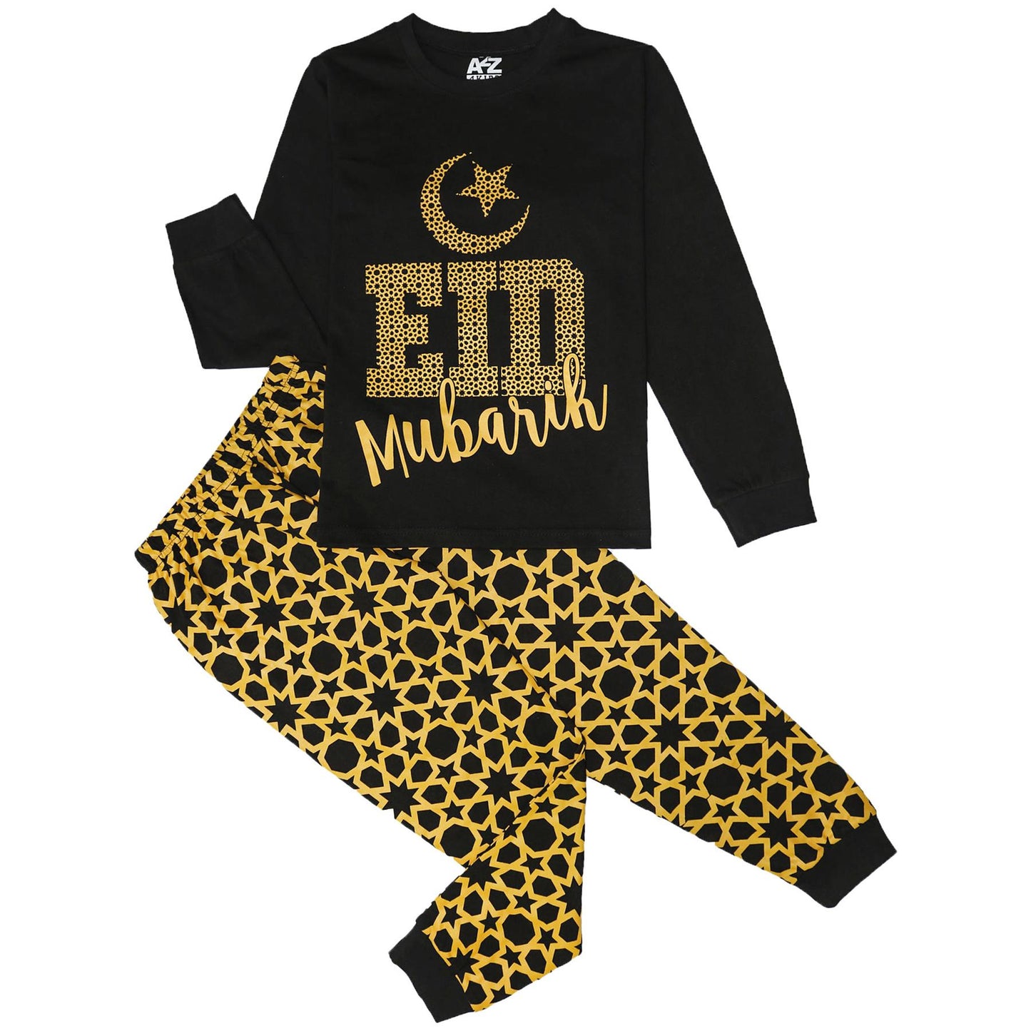 Kids Girls Childrens Black Eid PJS Pyjamas Sleepover 2 Piece Cotton Gift 2-13