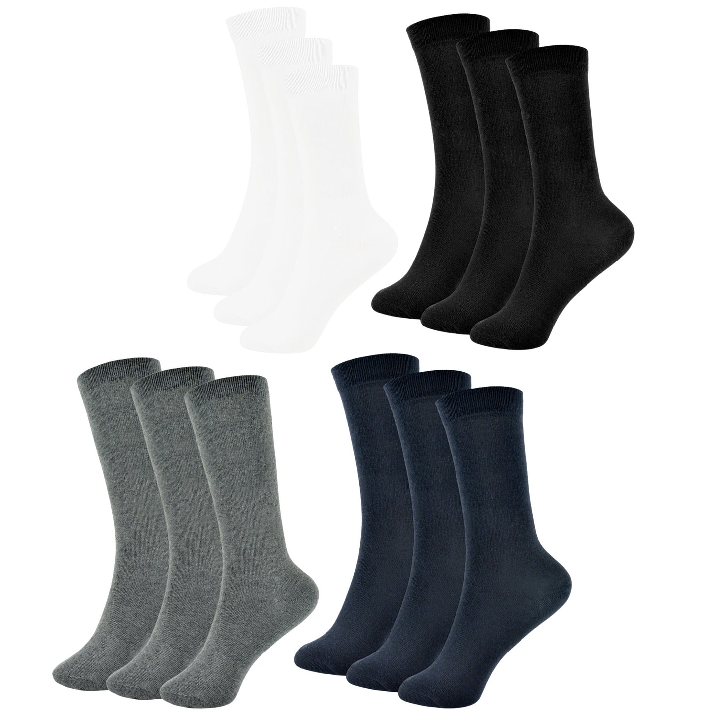 Kids Girls Plain Knee High Socks Pack of 3 Comfortable School Cotton Socks